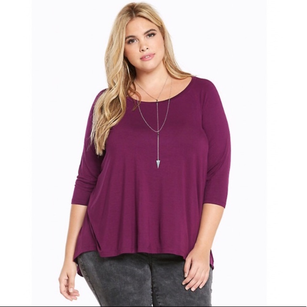 Torrid Embroidered Back Tunic purple Top Size 0